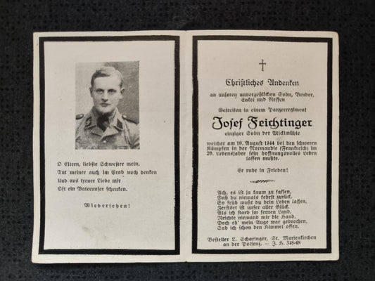 Sterbebild Gefreiter 12. SS-Panzerdivision "Hitlerjugend" Normandie Frankreich