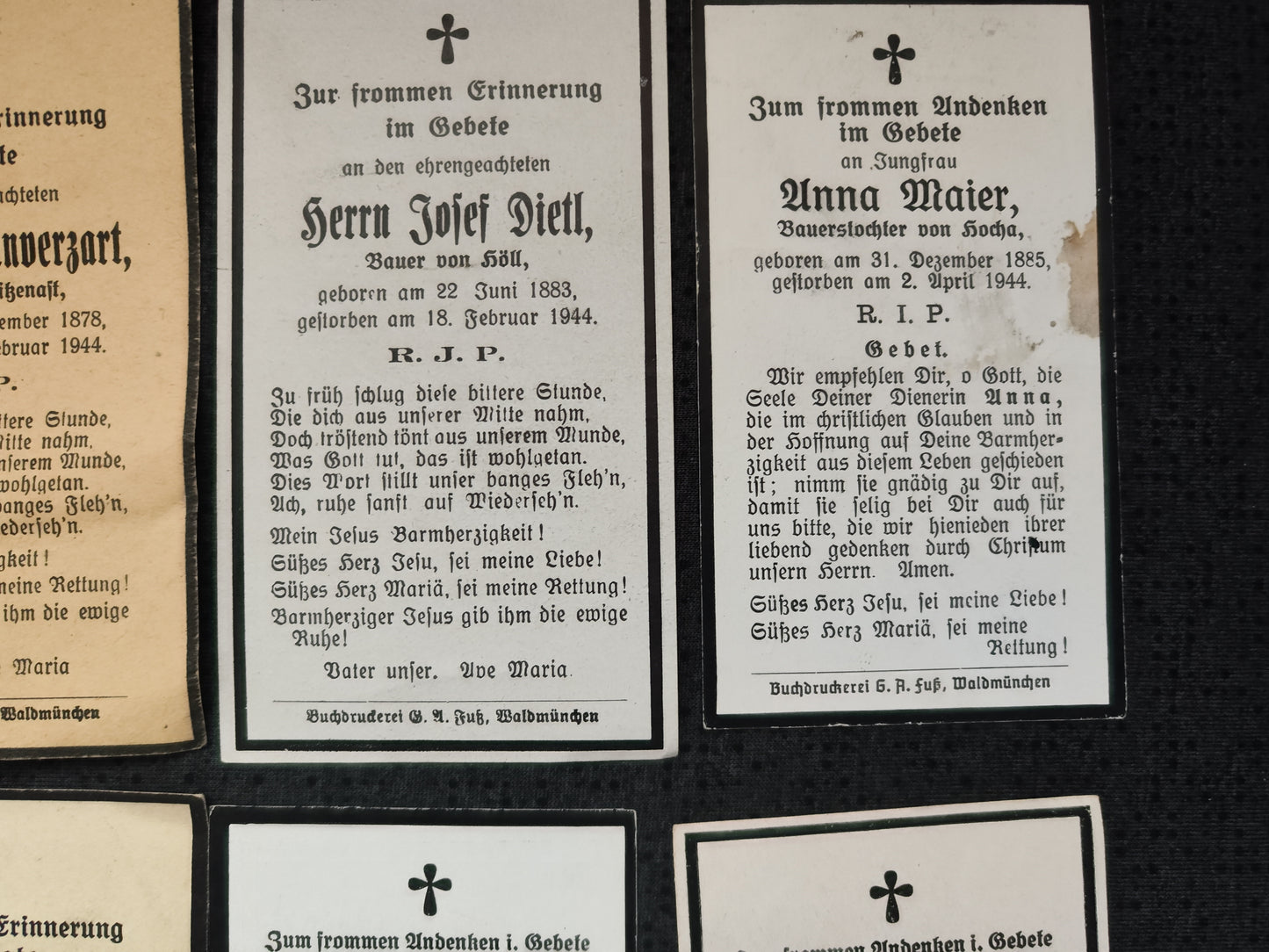 Sterbebilder Konvolut Zivil Terrorangriff Luftangriff 1943/44
