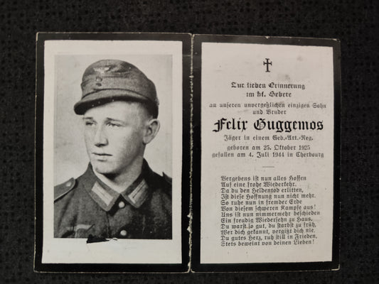 Sterbebild Jäger Gebirgsjäger Regt. Normandie Cherbourg Orglandes/Manche Frankreich
