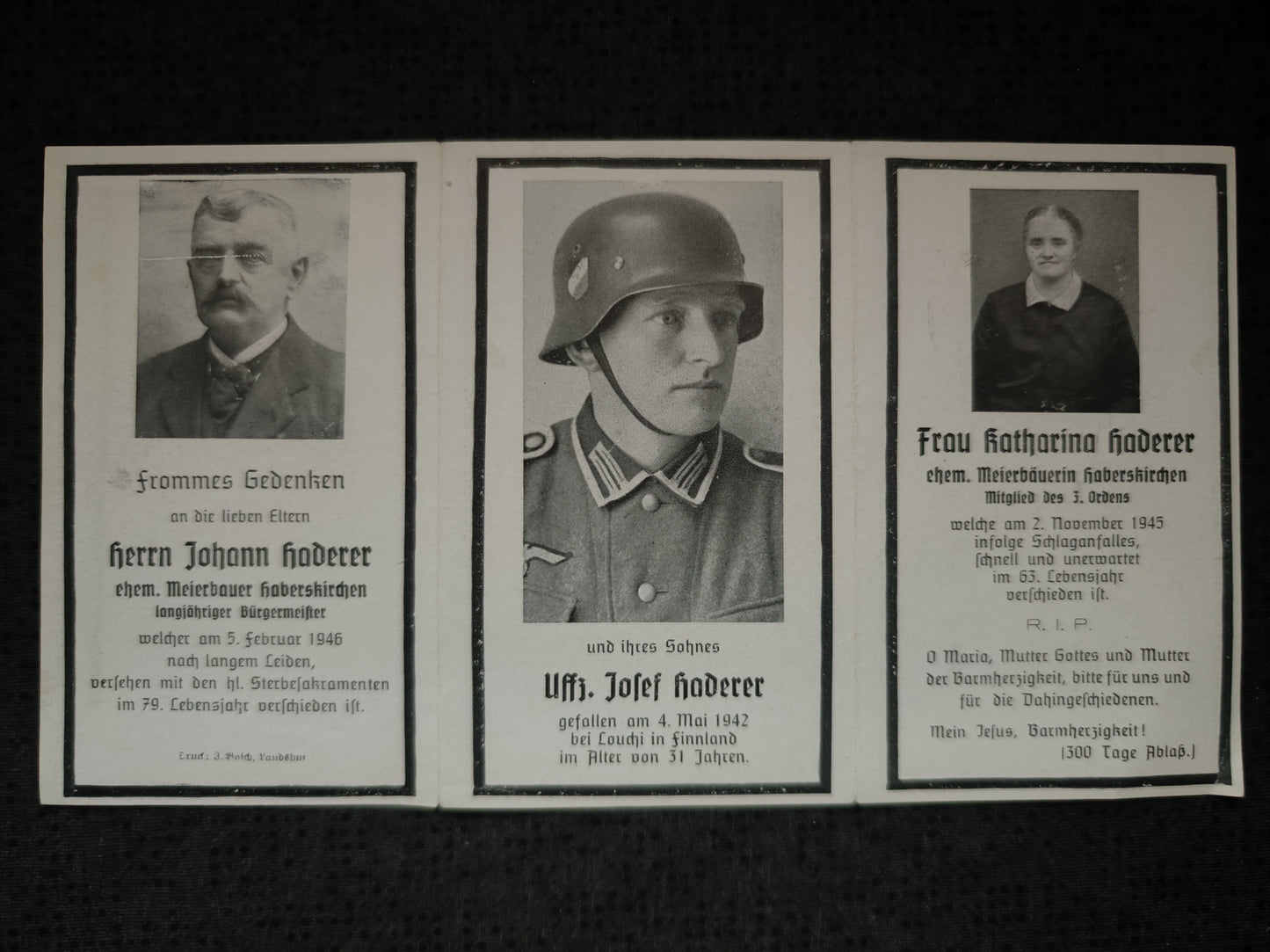 Sterbebild Familie Unteroffizier 6. Komp. Gebirgsjäger Regt. 139 Louchi Kiestinki Finnland