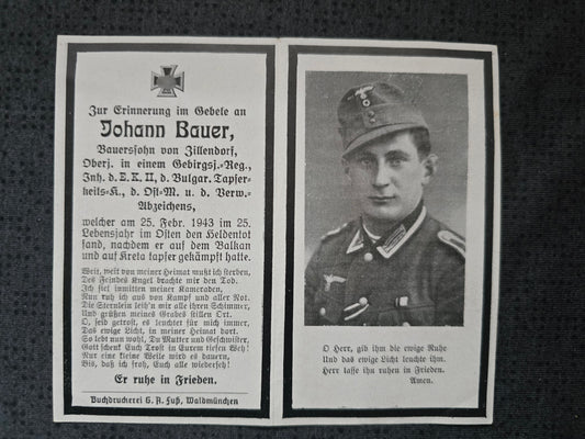 Sterbebild Oberjäger Zillendorf 13. Komp. Geb. Jäger Regt. 85 Bulgarischer Tapferkeitsorden Kreta Kämpfer Annenskoje Russland