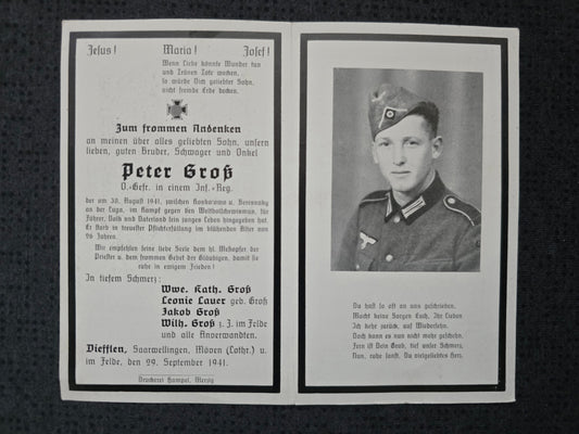 Sterbebild Obergefreiter Diefflen 8. Komp. Inf. Regt. 270 Koskolovo Narwa Estland