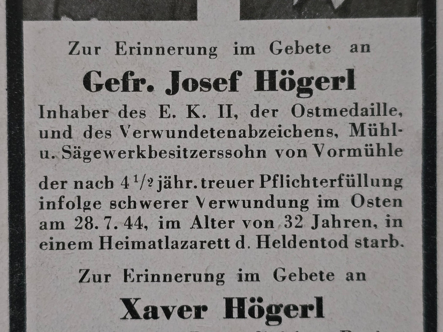 Sterbebild Brüder Vormühle Gefreiter & SS-Unterscharführer Panzerdivision Schutzpolizei Normandie Champigny-St. Andre Frankreich