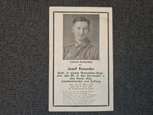 Sterbebild Gefreiter Landau Grenadier Regt. EK II Grabfoto Rückseite Rogatin Ukraine