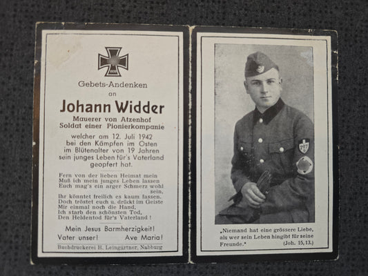 Sterbebild Pionier Atzenhof 1. Komp. Pionier Btl. 198 Juchnow Russland