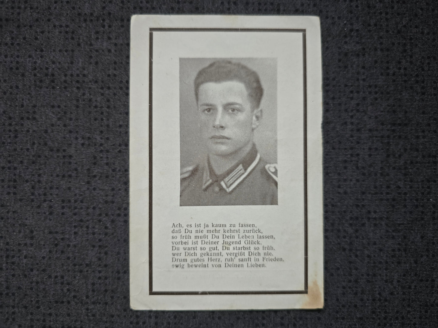 Sterbebild Unteroffizier Grünburg 6. Komp. Inf. Regt. 133 SA Oberscharführer Ostmark Medaille Nishny Kunatsch Russland