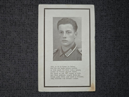 Sterbebild Unteroffizier Grünburg 6. Komp. Inf. Regt. 133 SA Oberscharführer Ostmark Medaille Nishny Kunatsch Russland