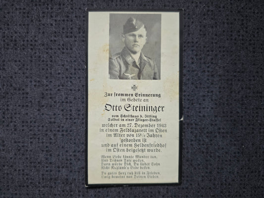 Sterbebild Flieger Untergrießbach Flieger-Staffel Pleskau Kriegslaz.LW. 2/VII