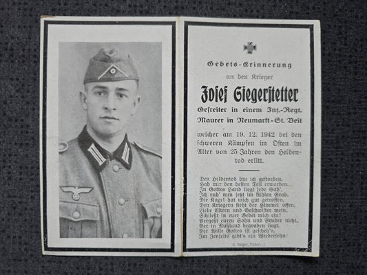 Sterbebild Gefreiter Schönberg 6. Komp. Gren. Regt. 688 Ssytschewka Russland