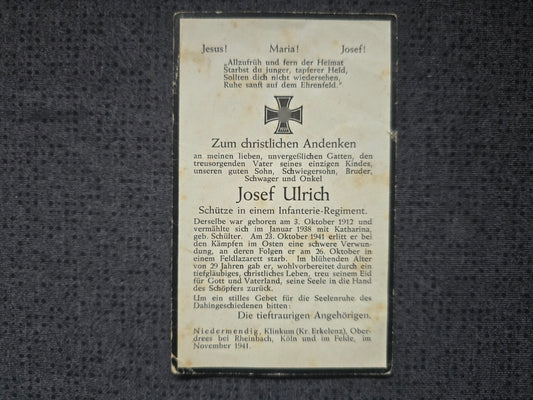 Sterbebild Schütze Ahrweiler 8. Inf. Regt. 413 Malinowka Russland