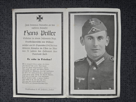 Sterbebild Gefreiter Pillham 2. Komp. Inf. Regt. 320 Krutike Russland