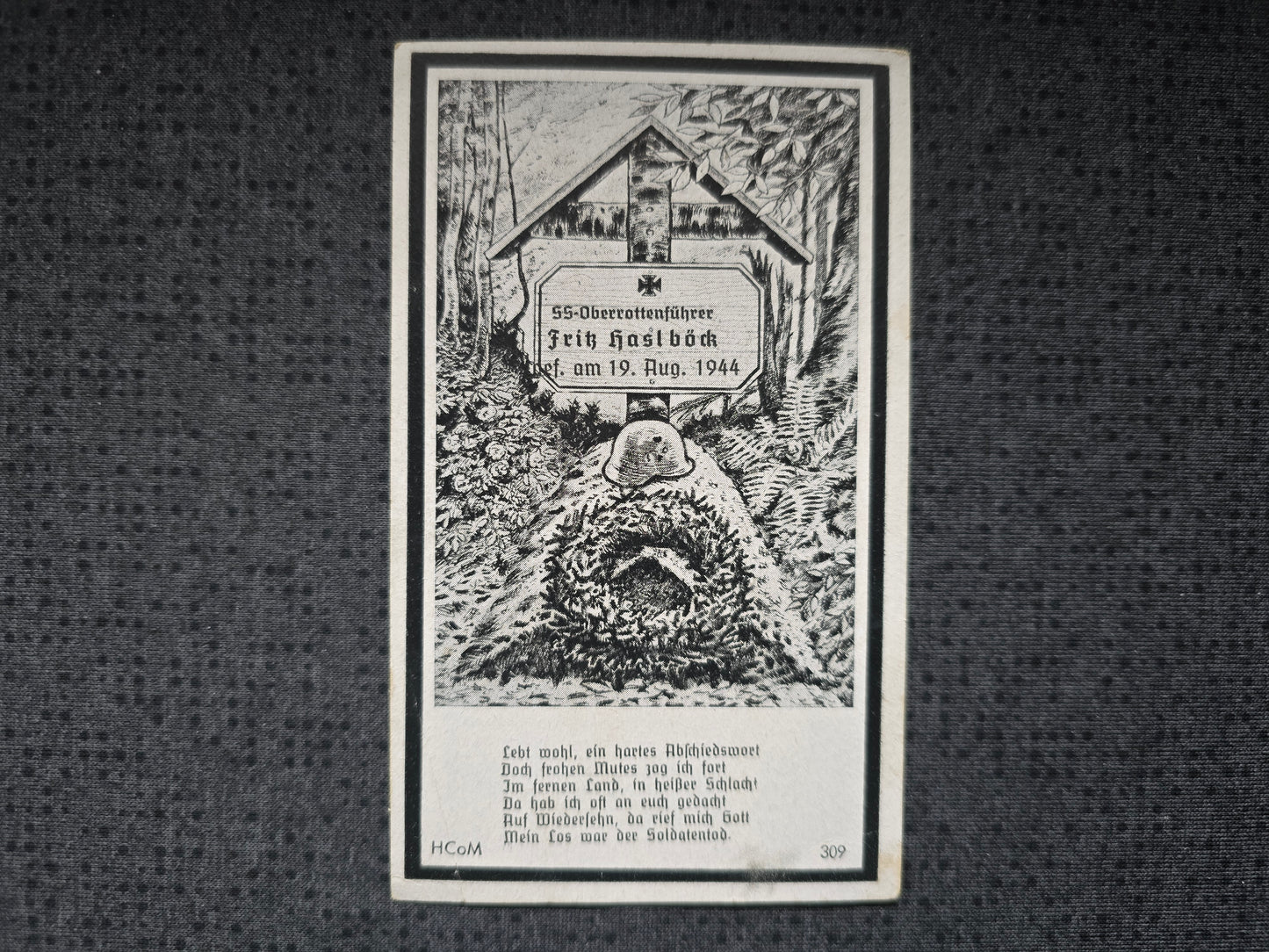 Sterbebild SS-Oberrottenführer Oberhöcking Chambois Normandie Invasionsfront Frankreich