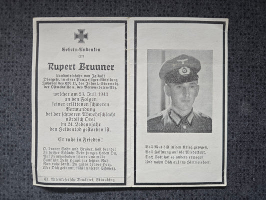 Sterbebild Obergefreiter Iglhaft 1. Panzerjäger Abt. 10 (Mot) Orel Russland