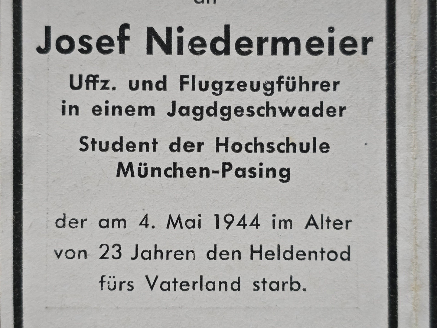 Sterbebild Brüder Limbach Pilot 10./JG-301 Campina Rumänien Leutnant Pilot Zerstörergeschwader Luckau