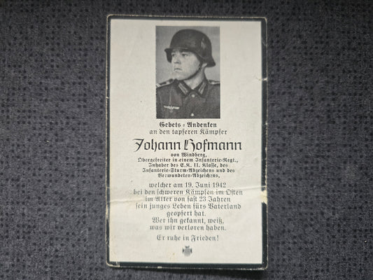 Sterbebild Obergefreiter Windberg Infanterie Regt. Cholm Russland