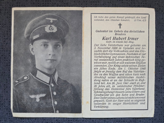 Sterbebild Gefreiter Opladen 3. Komp. Inf. Regt. 222 Shlynow Ukraine