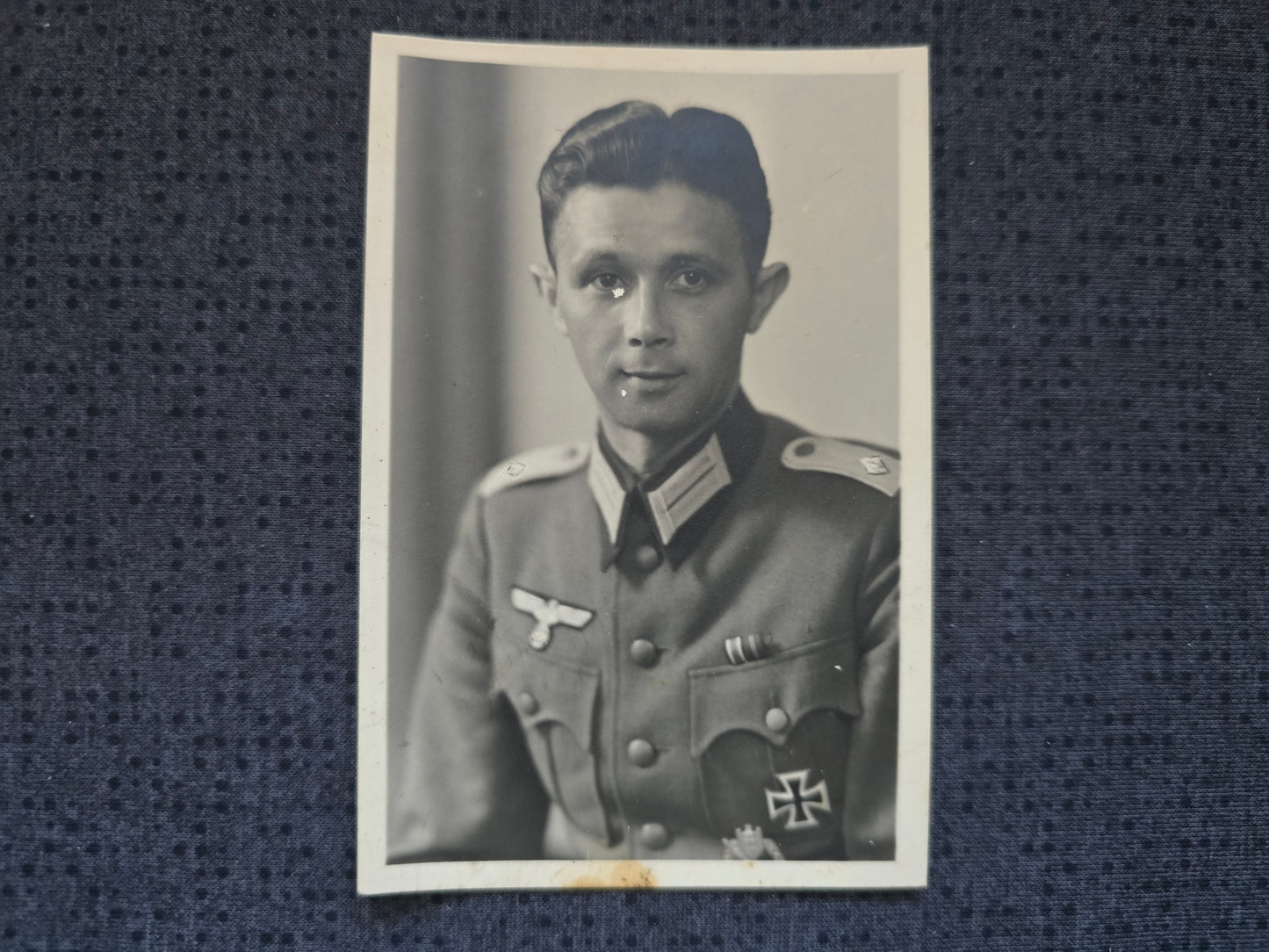 Sterbebild + Echtfoto Oberleutnant Augsburg Kompaniechef Grenadier Regt. EK I & II NKS Ardennen Luxemburg