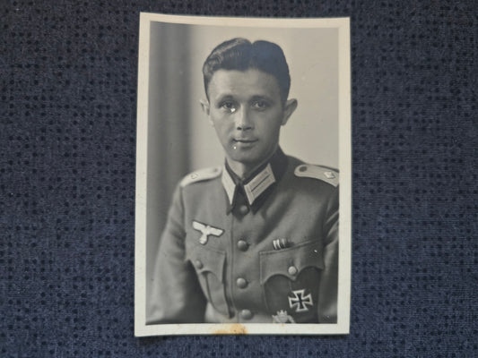 Sterbebild + Echtfoto Oberleutnant Augsburg Kompaniechef Grenadier Regt. EK I & II NKS Ardennen Luxemburg