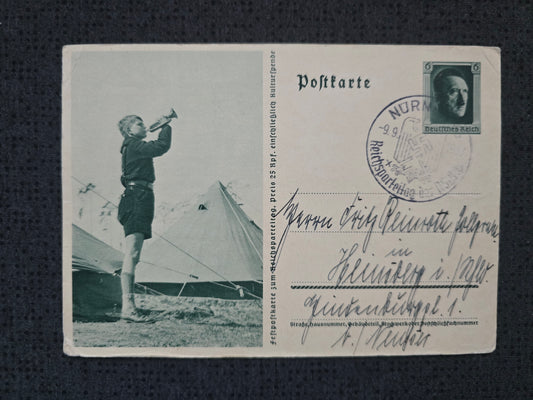 Feldpostkarte zum Reichsparteitag Zeltlager HJ 1937