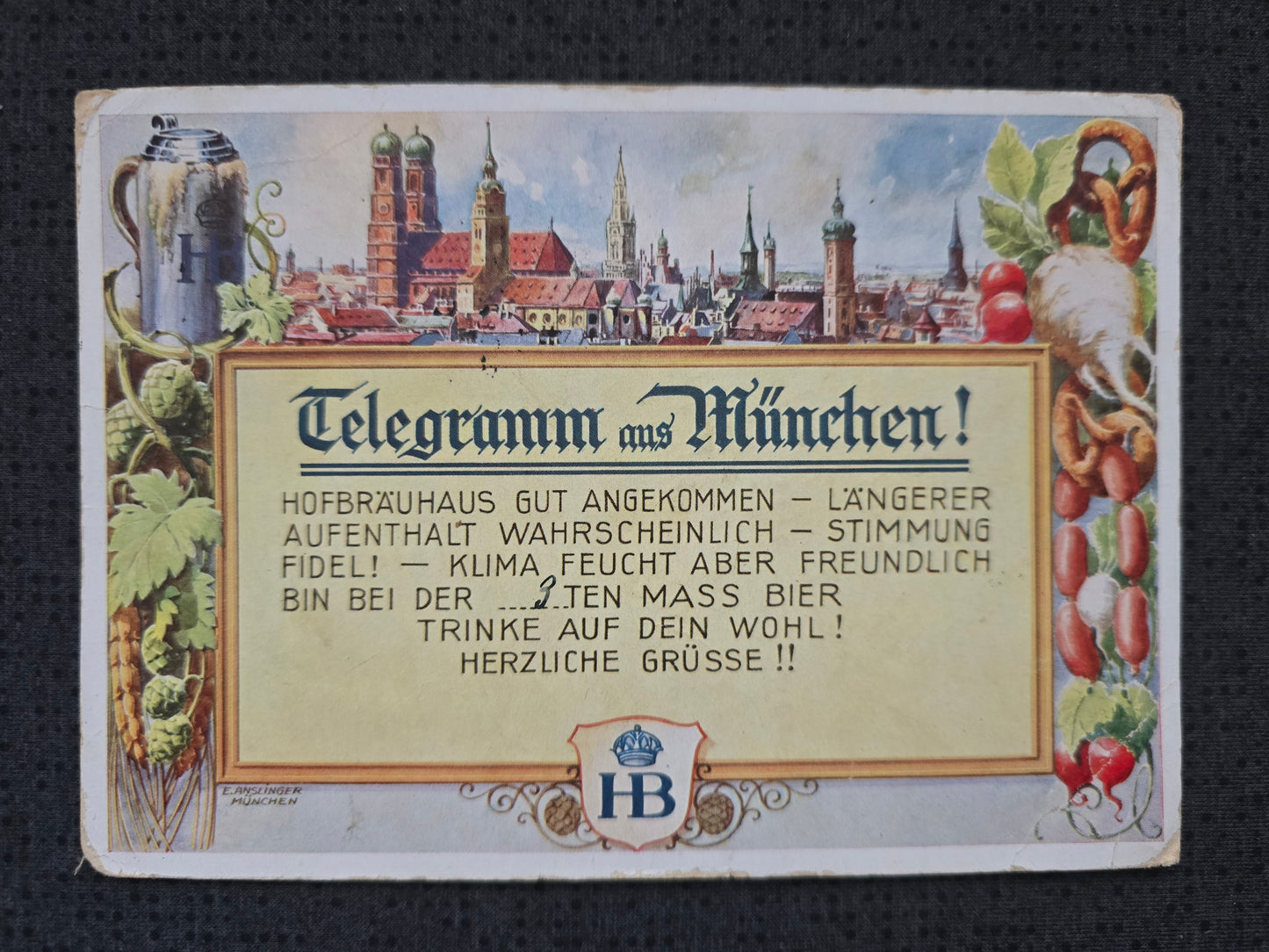 Postkarte in Form eines Telegramm Hofbräuhaus München 1939
