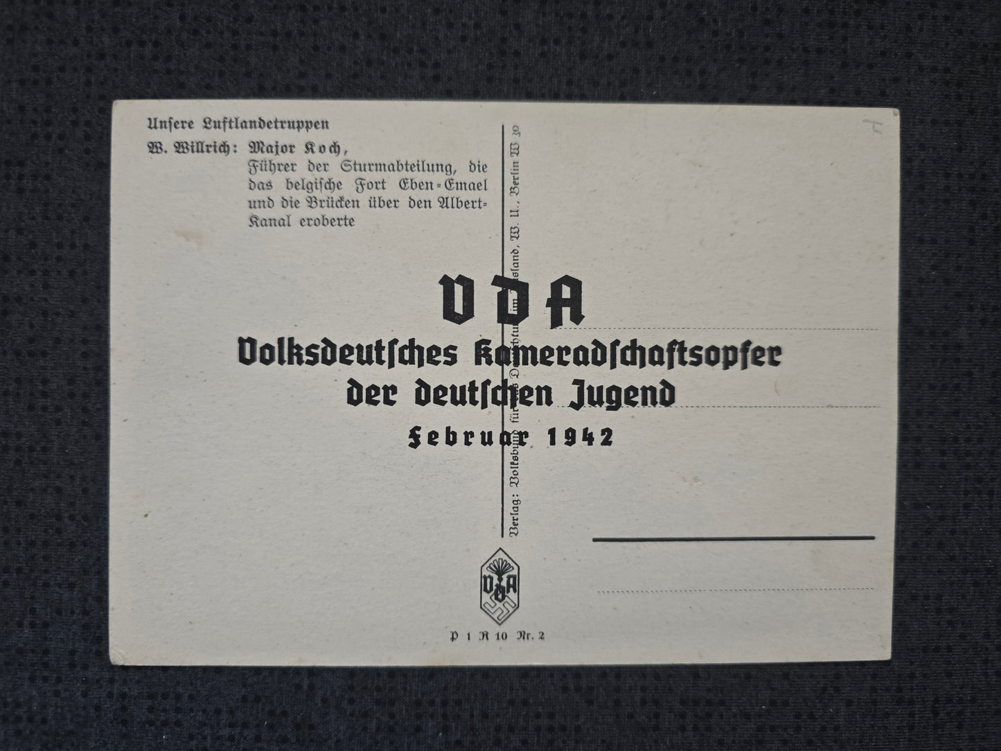 Propaganda Postkarte RK-Träger Major Koch Sturmabteilung VDA Karte