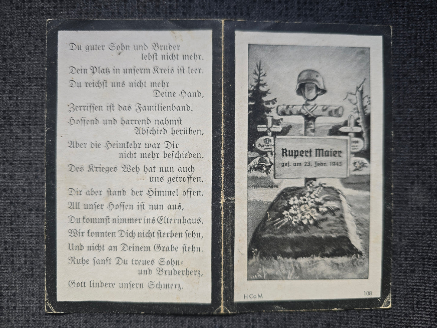 Sterbebild Obergefreiter Alteiselfing 2. Batterie Art. Regt. 212 Nikolskoje Russland