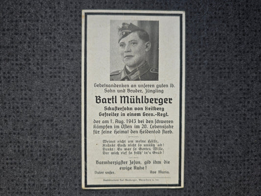 Sterbebild Gefreiter Bachmering 3. Komp. Gren. Regt. 331 Wissloje Russland