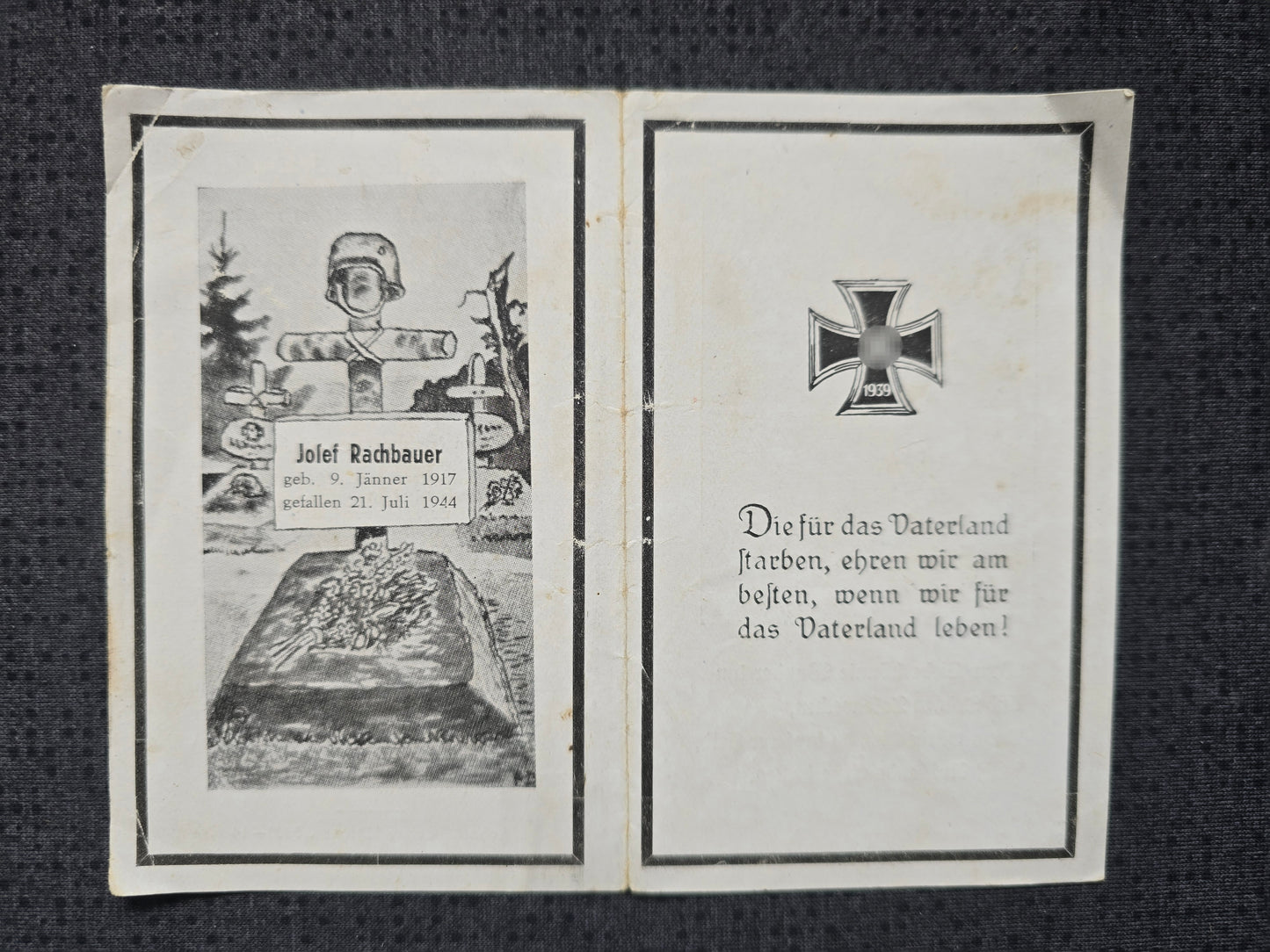 Sterbebild Obergefreiter Höhnhart Luftwaffen-Feldeinheit EK II Bobruisk Weissrussland