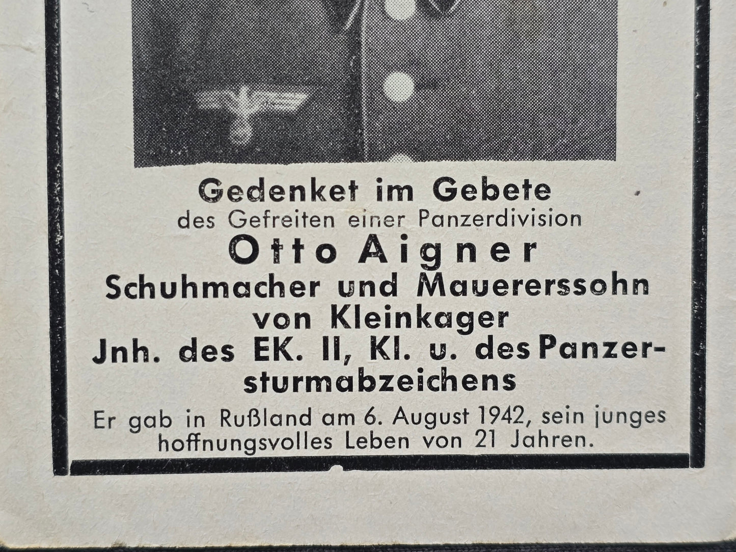 Sterbebild 3 Brüder Kleinkager Gefreiter 7. Inf. Regt. 40 PSA Panzergrenadier Gefreiter Luftbau Komp. 1/17/XVII Brüssel Lommel Belgien