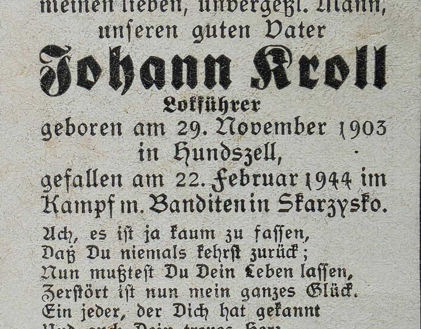 Sterbebilder Familie Ingolstadt WK I Veteran Lokführer Endkampf Italien