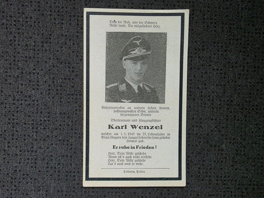 Sterbebild Oberleutnant Passau Pilot 2.(Fern) Staffel Aufklärungsgruppe 11 DKiG viele Auszeichnungen Papa Ungarn