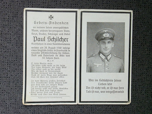 Sterbebild Kraftfahrer Kirchseeon Sanitätskolonne Lazarett III/677 Laon Frankreich