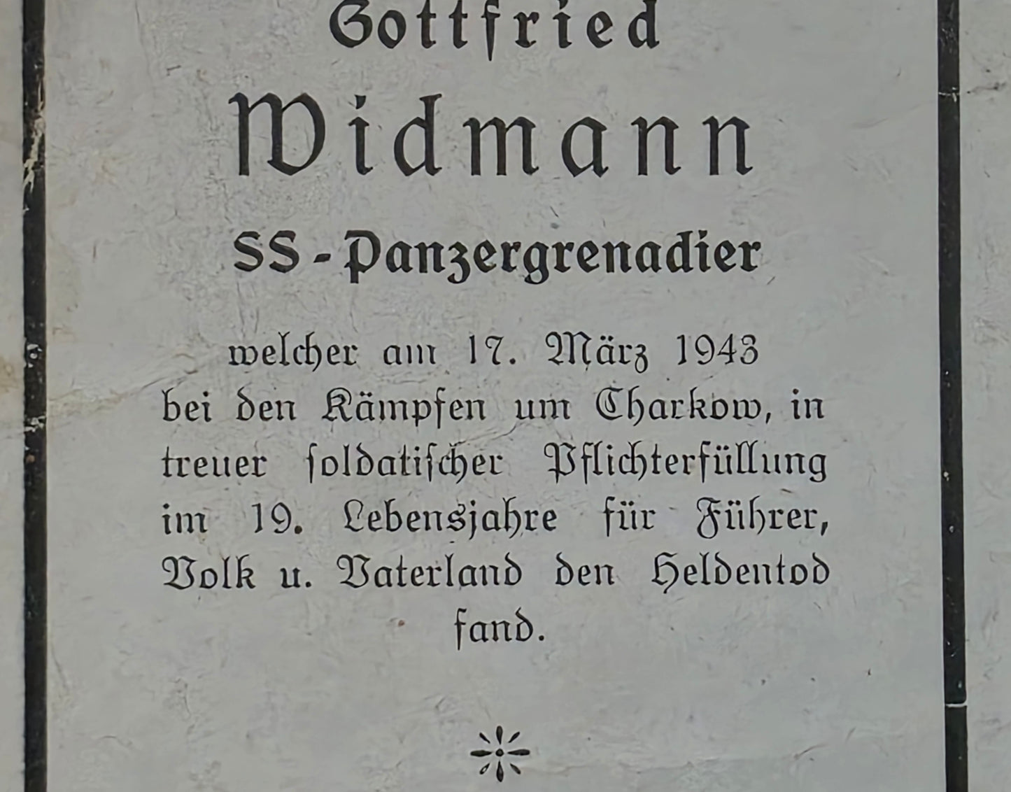 Sterbebild SS-Panzergrenadier Lamprechtshausen 11. SS-Pz.-Gren. Regt. "Theodor Eike" Ssorokowka Russland