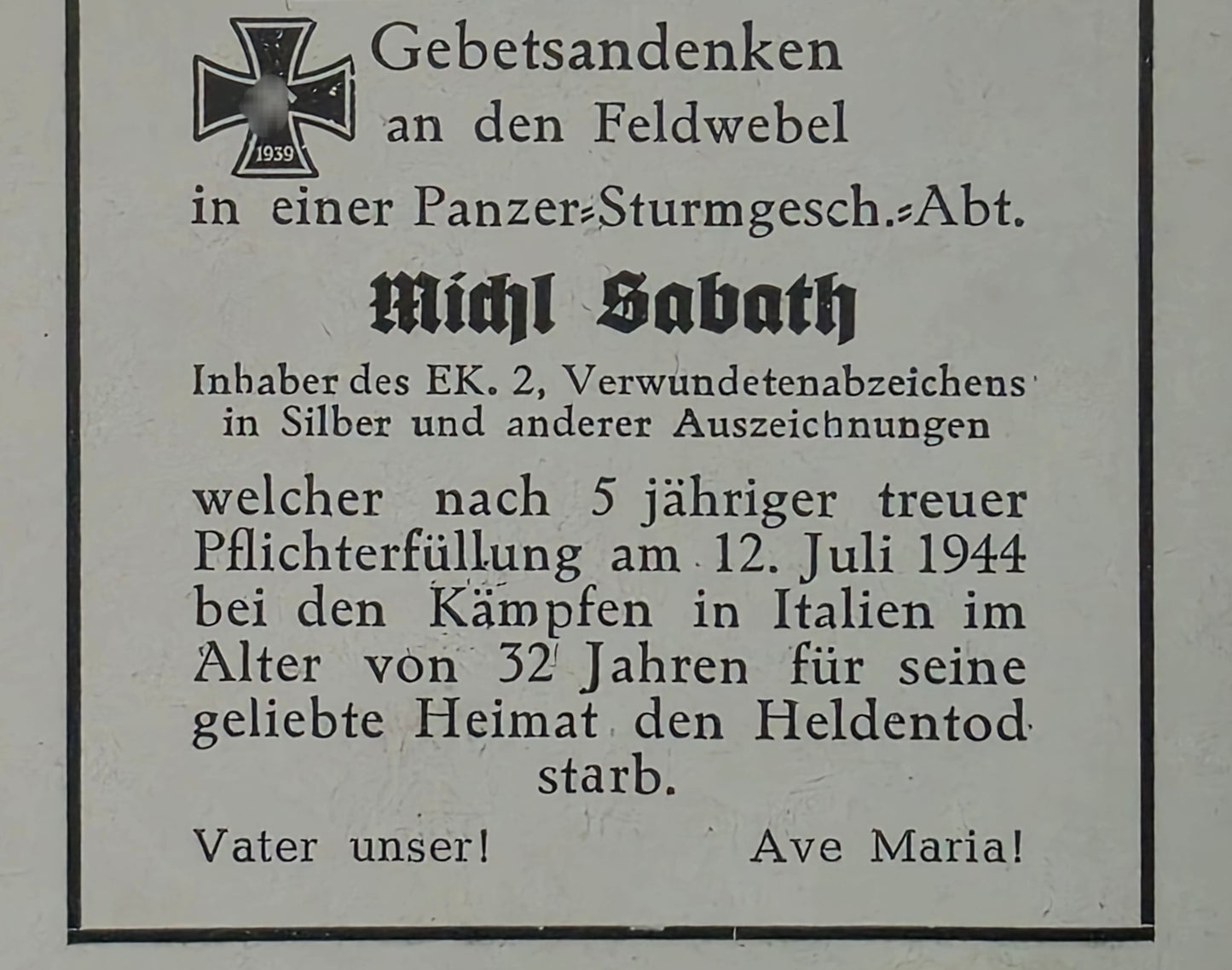 Sterbebild Brüder Trostberg Oberfeldwebel Sturmgeschütz Abt. 1305 Tregozzano Italien Gebirgsjäger 9. Komp. Geb. Jäger Regt. 98 Ukraine