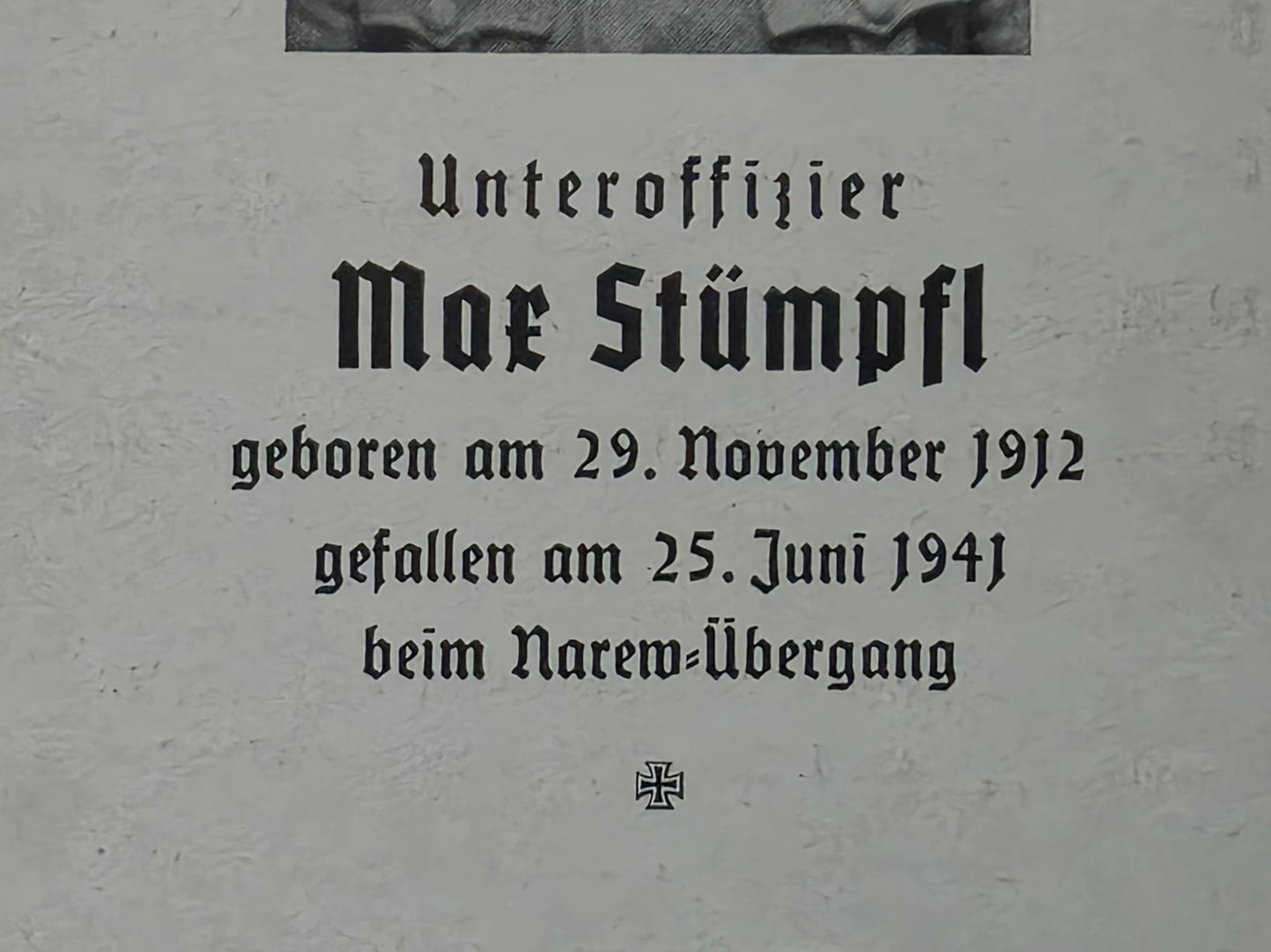 Sterbebild Unteroffizier München 9. Komp. Inf. Regt. 499 Narew-Übergang Polen