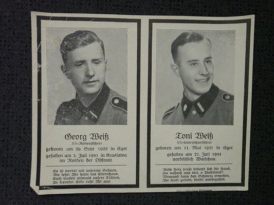 Sterbebild Brüder SS-Rottenführer Eger 2. Komp. SS. Totenkopf Inf. Regt. 1 Lettland SS-Unterscharführer Warschau Polen