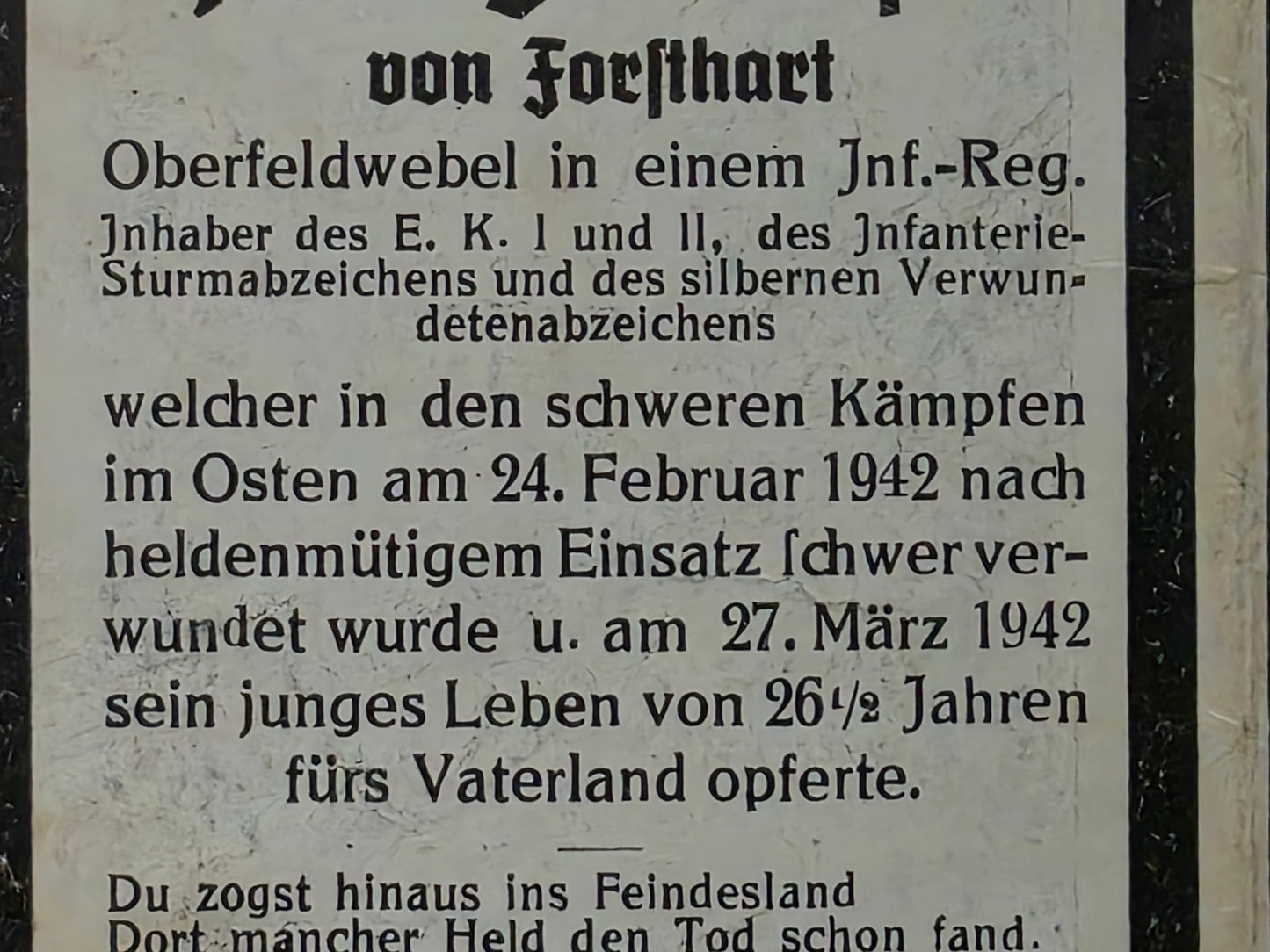 Sterbebild Oberfeldwebel Heilbergskofen 2. Komp. Inf. Regt. 463 Feldlaz. 3/605 Roslawl Russland