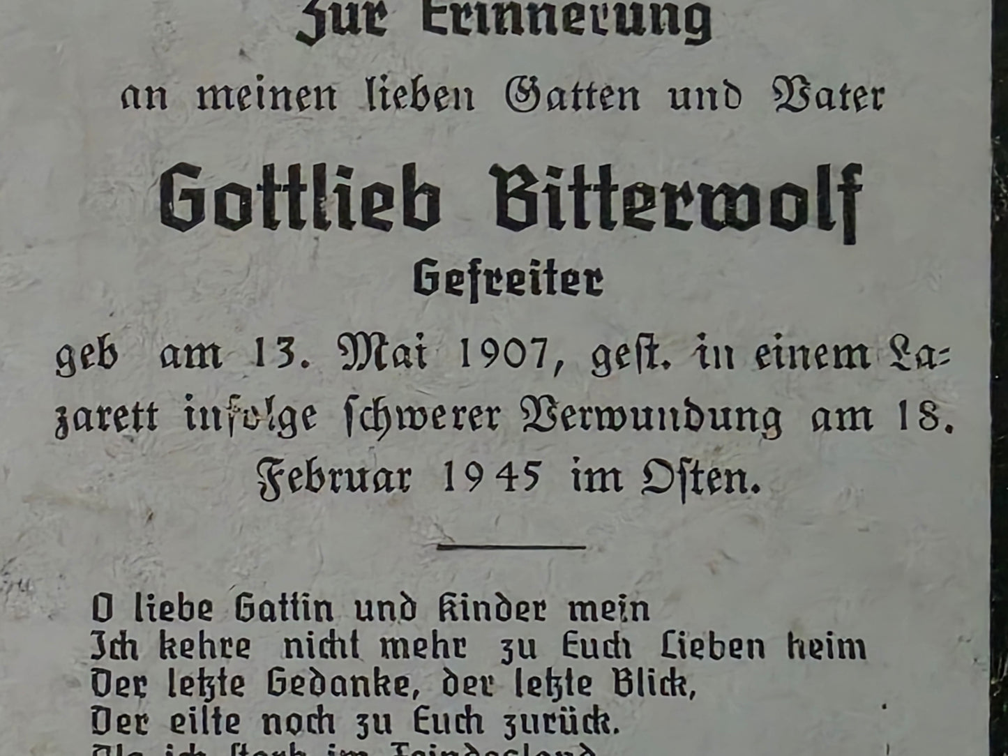 Sterbebild Gefreiter Untermaxfeld 2. Feld-Ersatz Btl. 195 Endkampf Kopenhagen Dänemark