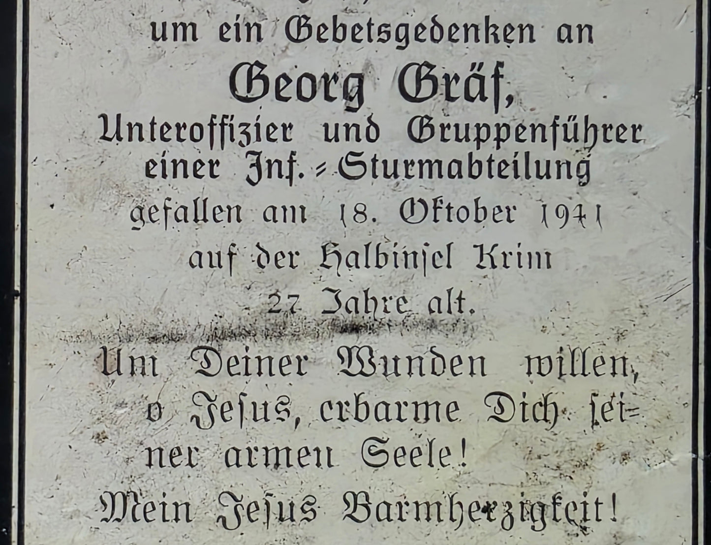 Sterbebild Unteroffizier Tanzfleck 9. Radfahr-Komp. Inf. Regt. 186 Landenge Krim