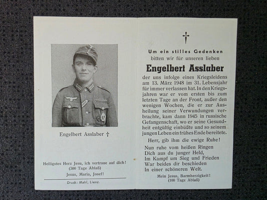 Sterbebild Obergefreiter Nachkriegszeit Russische Kriegsgefangenschaft