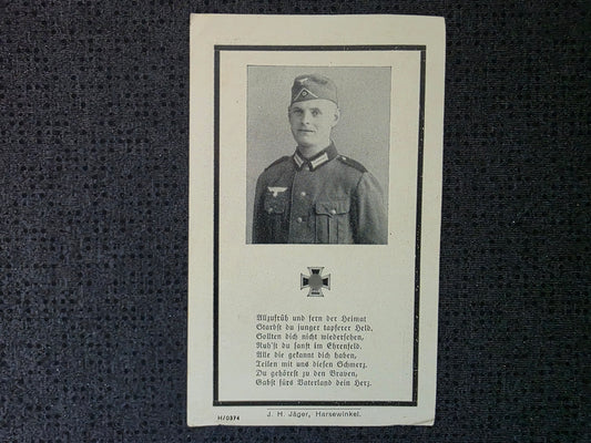 Sterbebild Obergefreiter Harsewinkel 4. Komp. Inf. Regt. 474 Finew Lug Russland