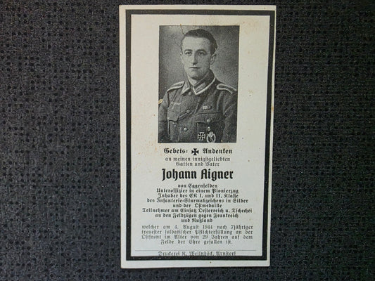 Sterbebild Unteroffizier Hinterholzen Pionierzug Raseiniai Kaunas Litauen