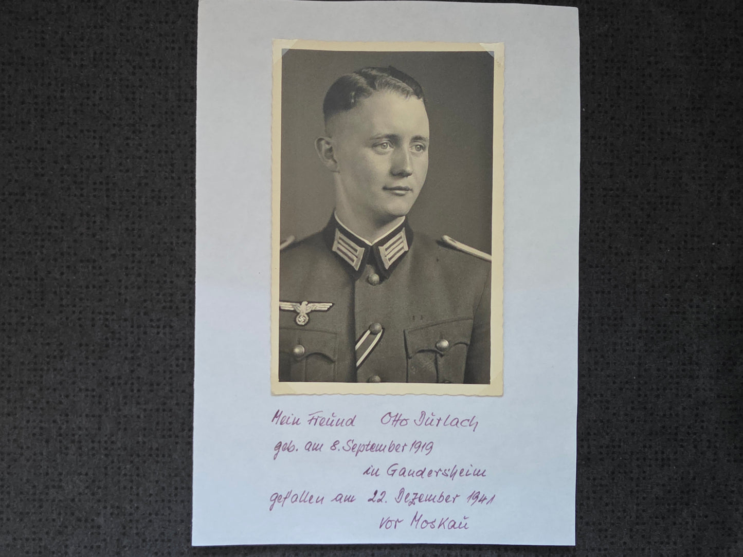 Konvolut Sterbebild + Feldpost + Fotos Leutnant Bad Gandersheim Regt Stab Schützen Regt. 74 Malojaroslawez Russland