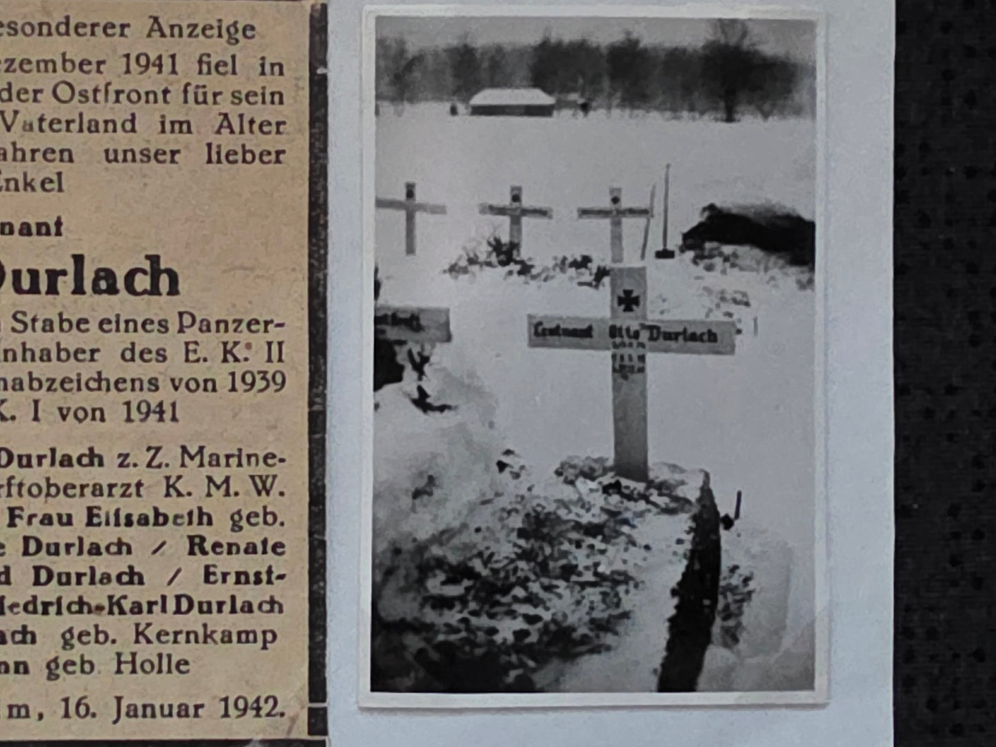 Konvolut Sterbebild + Feldpost + Fotos Leutnant Bad Gandersheim Regt Stab Schützen Regt. 74 Malojaroslawez Russland