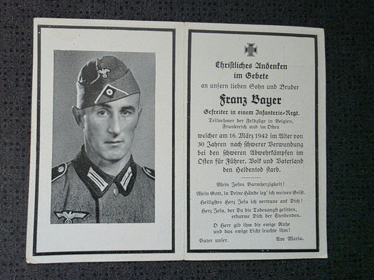Sterbebild Gefreiter Tachertling 4. Inf. Regt. 689 Klemjatina Rshew Russland