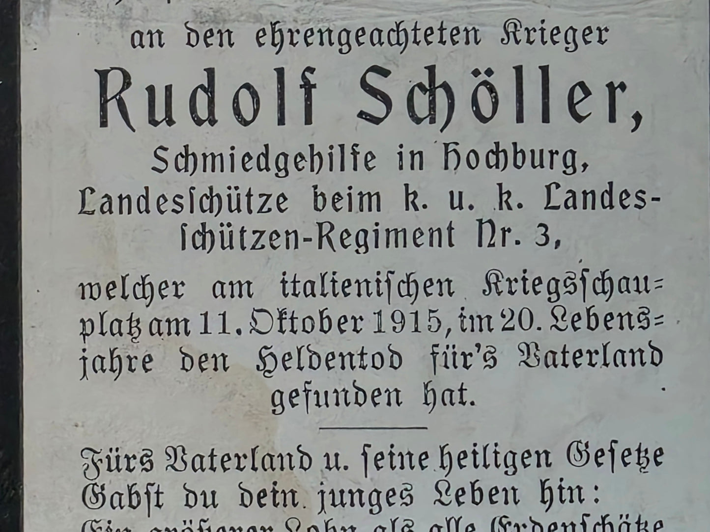 Sterbebild Landesschütze Hochburg k.u.k. Landesschützen Regt. 3 Italien