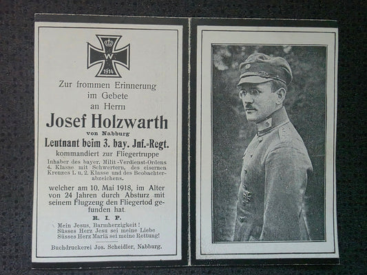 Sterbebild Leutnant & Pilot Nahburg Bay. Flieger-Abteilung (A) 287 EK I&II Le Thour Asfeld Frankreich