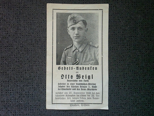 Sterbebild Gefreiter Fürth 4. Panzer Aufklärungs-Abt. 17 Kropywnyzkyj Ukraine