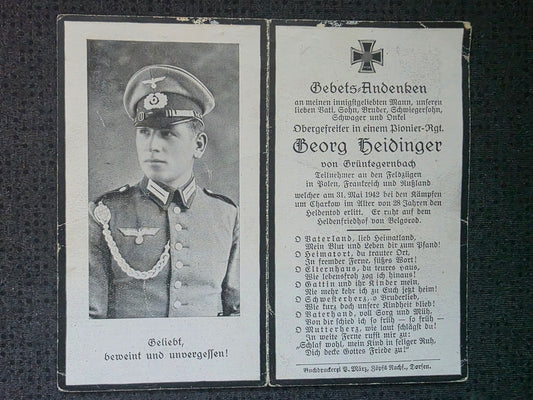 Sterbebild Obergefreiter Dorfen 3. Mot. Pionier Btl. 157 Charkow Ukraine