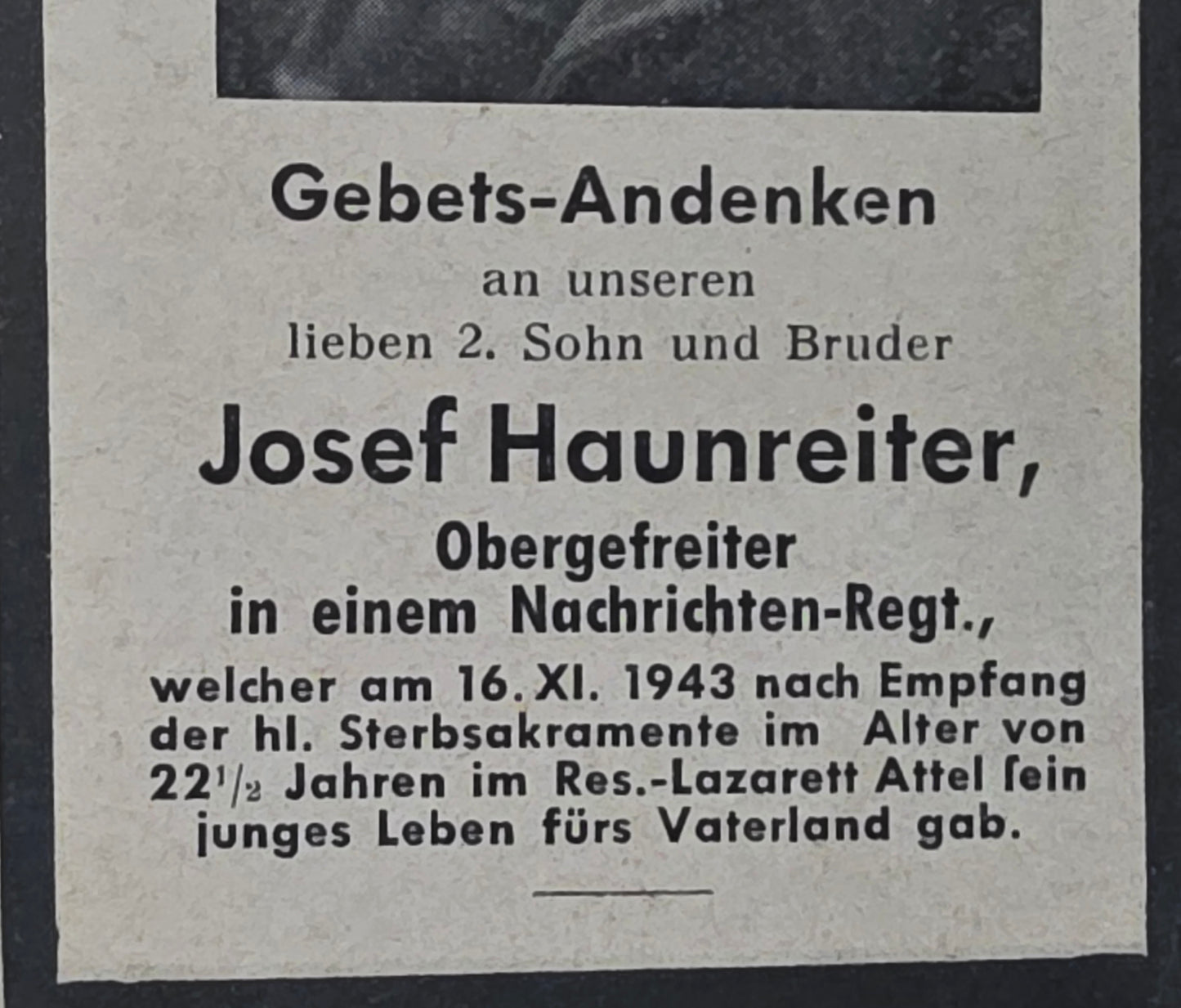 Sterbebild Brüder Simbach Unteroffizier 4. Staffel Jagd-Flieger-Schule 4 Krefeld Obergefreiter 6. LN-Nachrichten Regt. 8 Attl Österreich